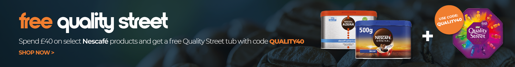 Spend 40 on select Nescafe products and claim a free tub of Quality Street with code QUALITY40.
